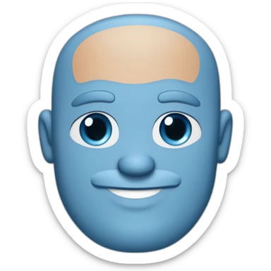 blue-eyed plump smiling bald man with a long beard in a blue suit sticker