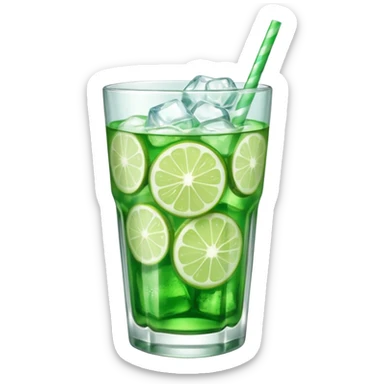 Japanese cream soda green on a glass with ice  sticker