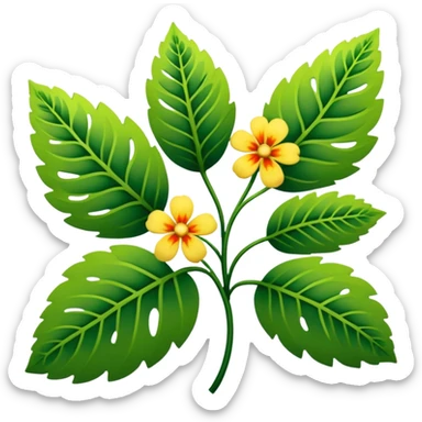 dull green leaves & dull colorful flowers filigree design, leaf shapes, flower shapes, nature shapes, toxic nature, toxic plants sticker