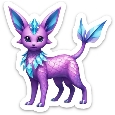Shiny Nebulae Espeon-Lumineon-Vaporeon-Amaura-Glaceon-Dragonair-Fakémon-hybrid-creature (full body)  sticker