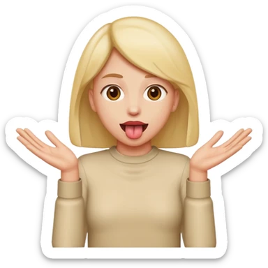 tongue out with hands going out to the side sticker