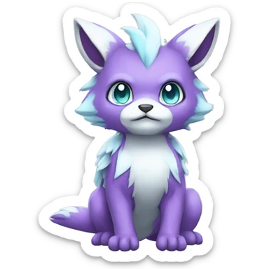 Cute cool purple white cyan animal hybrid Fakemon full body sticker