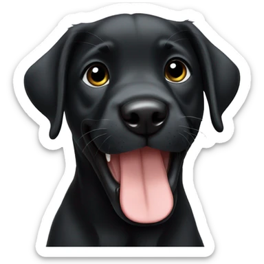 black labrador puppy with thumbs up sticker
