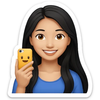 Philippines woman with long hair is enjoying  sticker