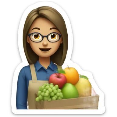 Professional fruit shopper girl sticker