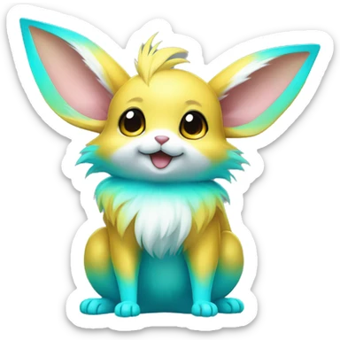 Shiny Colorful Yellow Cyan Electric Mouse Eevee sticker