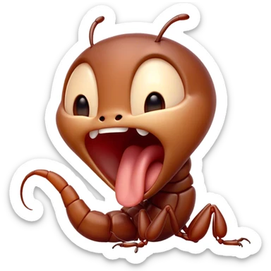 Cinematic Adorable Yawning Ant Portrait Emoji, Head tilted slightly with a dramatic, wide-open yawn, showcasing a tiny, segmented body with softly drooping features and sleepy, half-closed eyes, Simplified yet irresistibly cute features, highly detailed, glowing with a soft, cozy natural glow, high shine, relaxed yet expressive, stylized with a dash of whimsical charm, soft glowing outline, capturing the essence of a drowsy ant that appears ready to stretch out for a nap! sticker