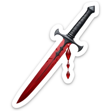 iOS emoji, dark fantasy dagger, obsidian blade, runes, blood drop, clean render, minimalism sticker