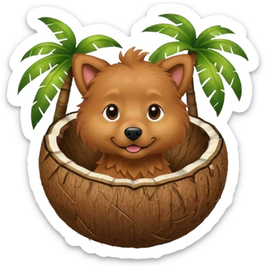 dog in a coconut sticker