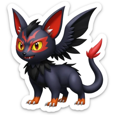 Noibat-Nargacuga-Litten-Torracat-fusion-Fakemon-Pokémon-creature  sticker