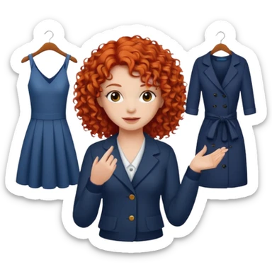 A red-haired curly-haired girl chooses what to wear sticker