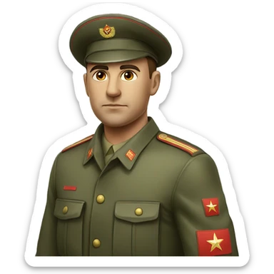 realistic ussr soldier serious with military takes sticker
