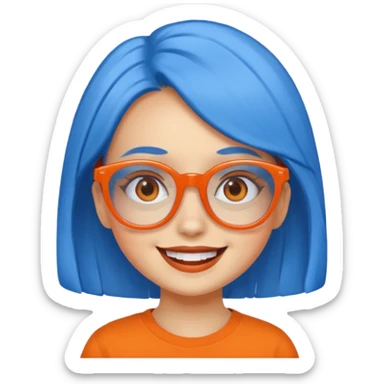 blue skinned orange glassed daughter sticker