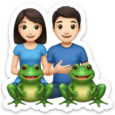 Bufo with two best friends one a girl dark hair other man dark hair no as frogs sticker