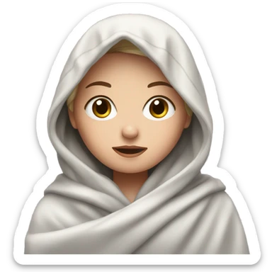 white Girl in blanket cold sticker
