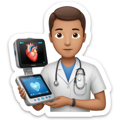 Male Cardiac sonographer with Philips ultrasound machine sticker