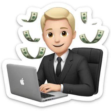 aktien experte er sitz am laptop und verdient durchs traden geld

geld sollte um ihn herum sein sticker