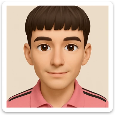 Make this image with a slimmer face, older appearance, and a more neutral or slightly positive expression (not sad) in 3d-emoji style sticker