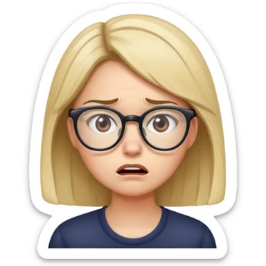 a young lady going crazy not having any work... wearing glasses sticker