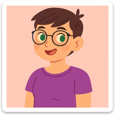 Change the shirt color to purple, keep everything else the same, in a style suitable for editing. sticker