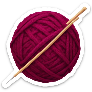burgundy ball of thread with knitting needles sticker