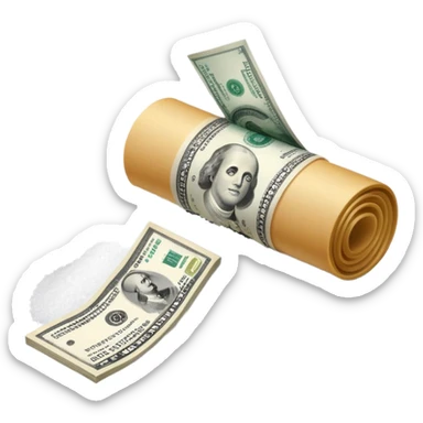 pile of salt with credit card and rolled up dollar bill sticker