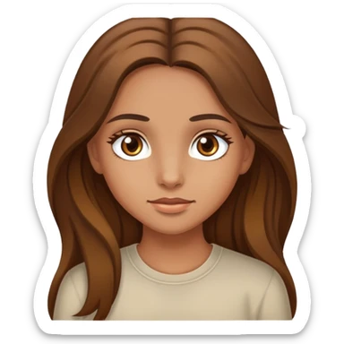 fair medium tan skin girl with hazel eyes and brown long hair sticker