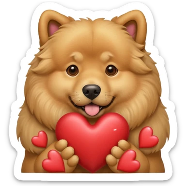 Golden Retriever/Chow Chow mix holding a large heart in its mouth (modeled after the dog image attached) sticker