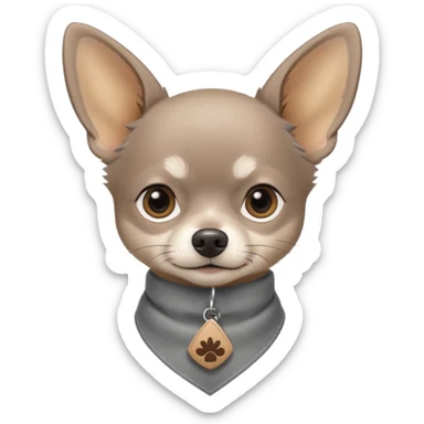 Make a Gray Chihuahua wearing a earthy tone bandana around the neck with the logo TCO on the bandana sticker