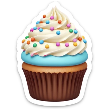 A 3D cartoon poster design advertising cupcakes, with bright pastel colors, clean text and borders, soft background, realistic Memoji-style layout. sticker