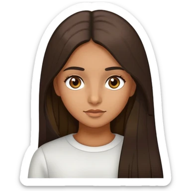 Girl with medium tan olive skin and medium dark brown  straight long hair and hazel eyes  sticker