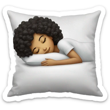 Sleeping girl on pillow dark curly hair sticker