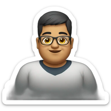 Young fat Arab 10 year old kid wearing glasses sticker