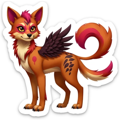 Vibrant dark edgy badass cool Falvie-Fionbri-creature-canine-fursona, full body, with random markings sticker