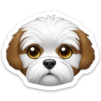 GENERATE A SHITZU ON A BADGE - THE SHITZUE IS WHITE WITH SOME BROWN AROUND THE EYES - WHITE EARS  sticker