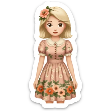 Cottagecore style realistic highly detailed with vintage material dress sticker