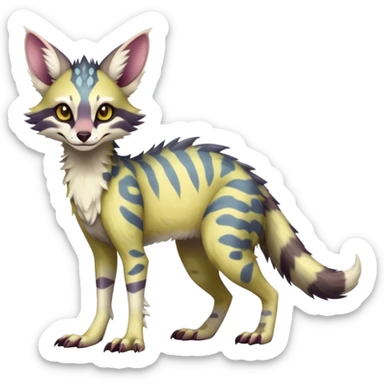 Feral Rare Fantasy light vibrant pastel warm-colored Vernid-Sergal-Genet-species by LiLaiRa, random markings, tufted ears, full body, 4 legs sticker