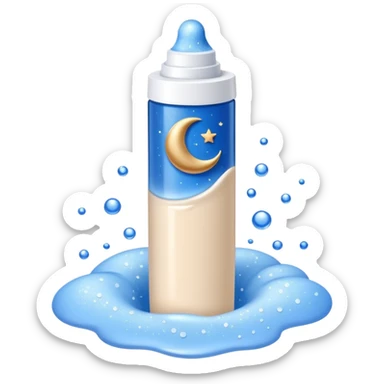 Small white CeraVe tube with blue label soft beige tip, with gentle light. Surrounded by tiny floating tear-shaped sparkles and crescent moon dust, hinting at dark circle repair. Emits a soothing blue-beige aura like a targeted eye revival spell. Compact, calming, and luminous — emoji-style. sticker