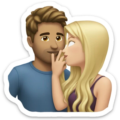 blonde girl kissing brunette man sticker