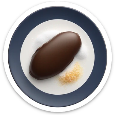 chocolate quenelle on plate with salt flakes sprinkled on top sticker