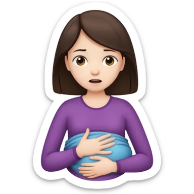  a brunette girl suffering from menstrual cramps sticker