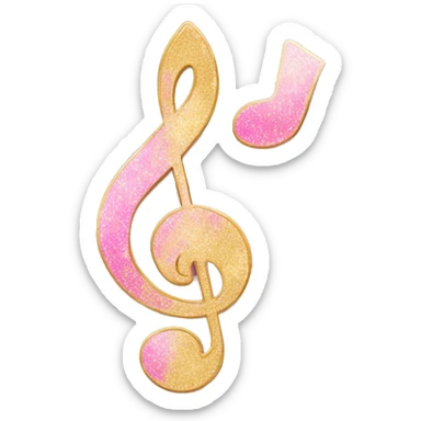 Music note coloured in pink with shimmer of gold sticker