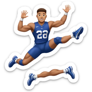 Saqoun Barkley hurdle over a person sticker