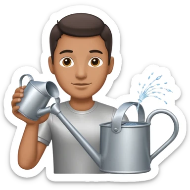 man holding watering pot sticker