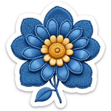 Denim crochet flower sticker