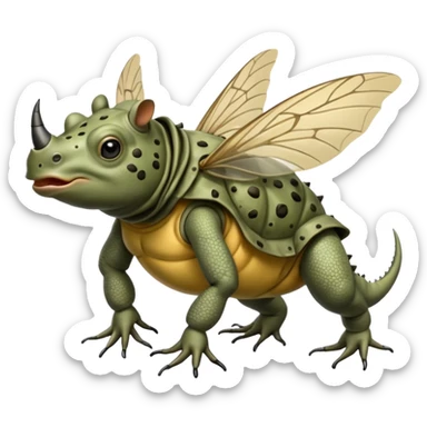 A Rhino combined with a fly combined with a toad sticker