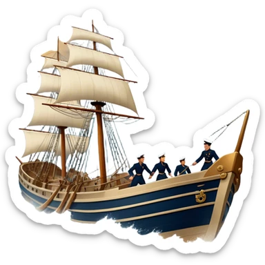 Icon for Historical Movies: Age of Great Geographical Discoveries. A vintage movie poster-style design with sailors battling a fierce storm at sea. Include crashing waves, lightning, a damaged ship, and heroic sailors gripping ropes. Intense, dramatic atmosphere. Transparent background. sticker