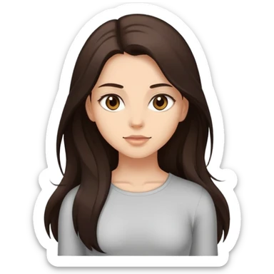 a girl with a fit and nice body with drak brown long hair and light skin and light brown eyes sticker