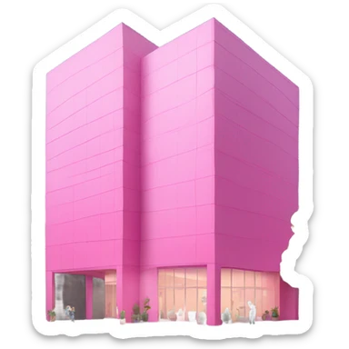 pink downtown building sticker
