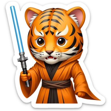 Star Wars tiger face with lightsaber and Jedi robe for Twitch emote sticker